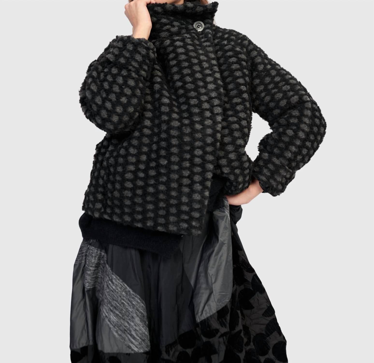 ALEMBIKA Vesper Cozy Moto Jacket in net - women's jacket - detail view
