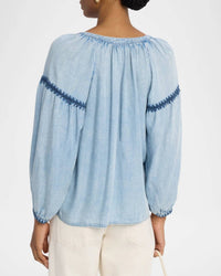 Rails Toshi Long Sleeve Blouse in medium cloud wash - women's blouse - alternate view