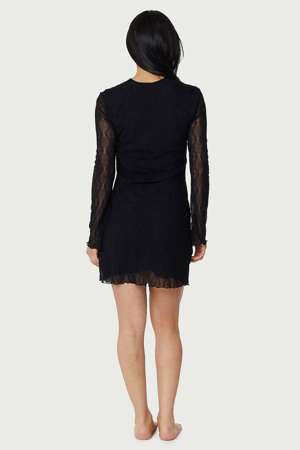 Find Me Now - Women's Mariposa Long Sleeve Bow Mini Dress