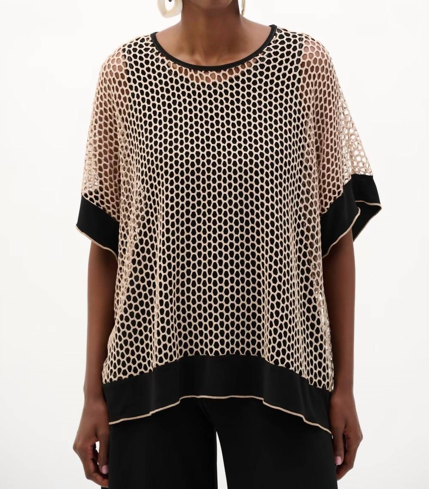Joseph Ribkoff - Kimono Sleeve Mesh Pullover Top