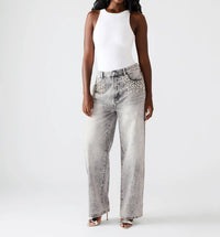 STEVE MADDEN Eras Rhinestone Embellished Jeans in fog - women's jeans - detail view
