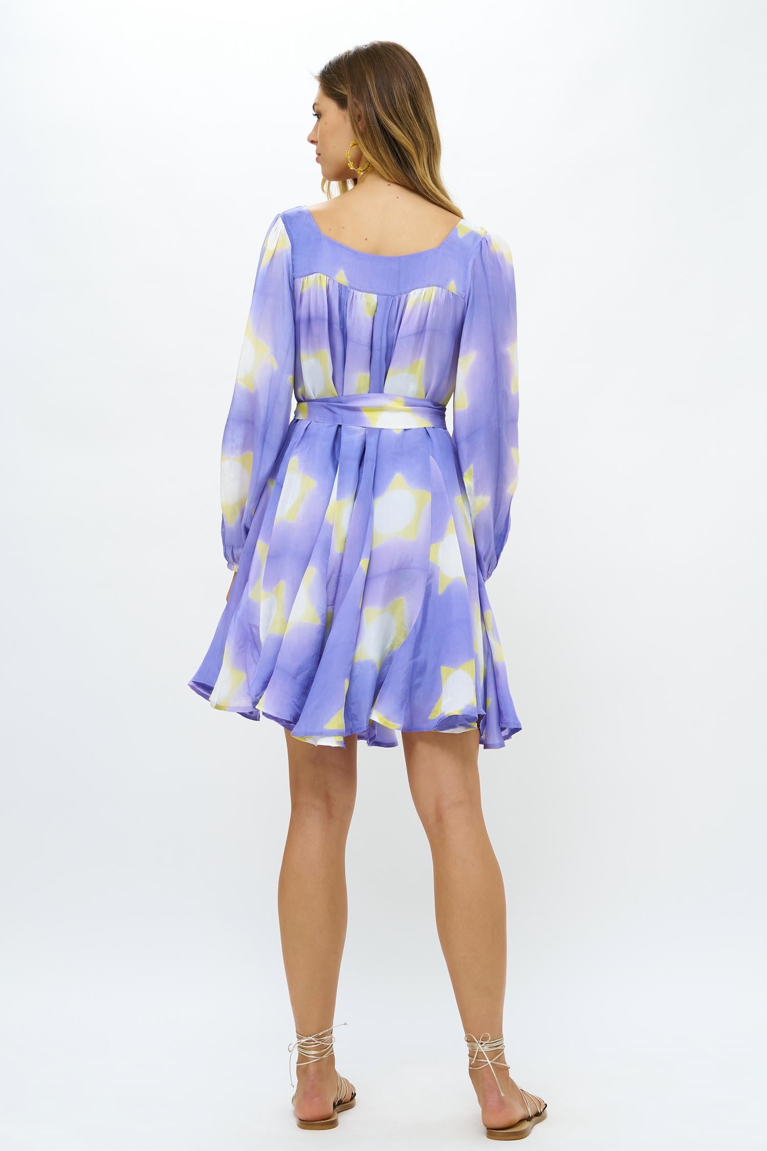 Oliphant - Long Sleeve Square Neck Short Dress