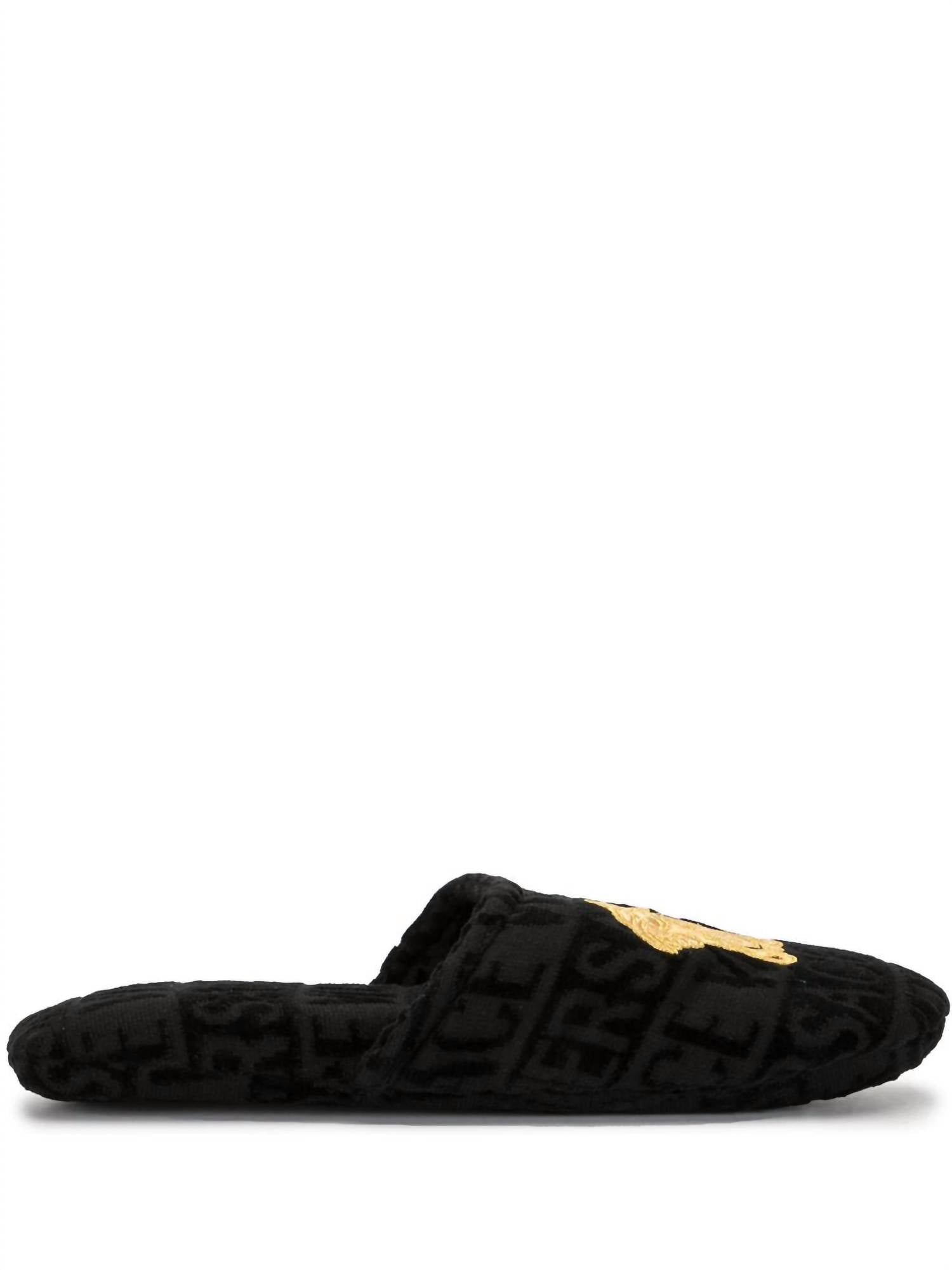 Versace - Unisex Embroidered Medusa Terricloth Slippers