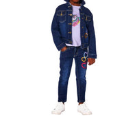 Deux par Deux Girl's Dariana Jacket in navy denim - kids' jacket - view 4