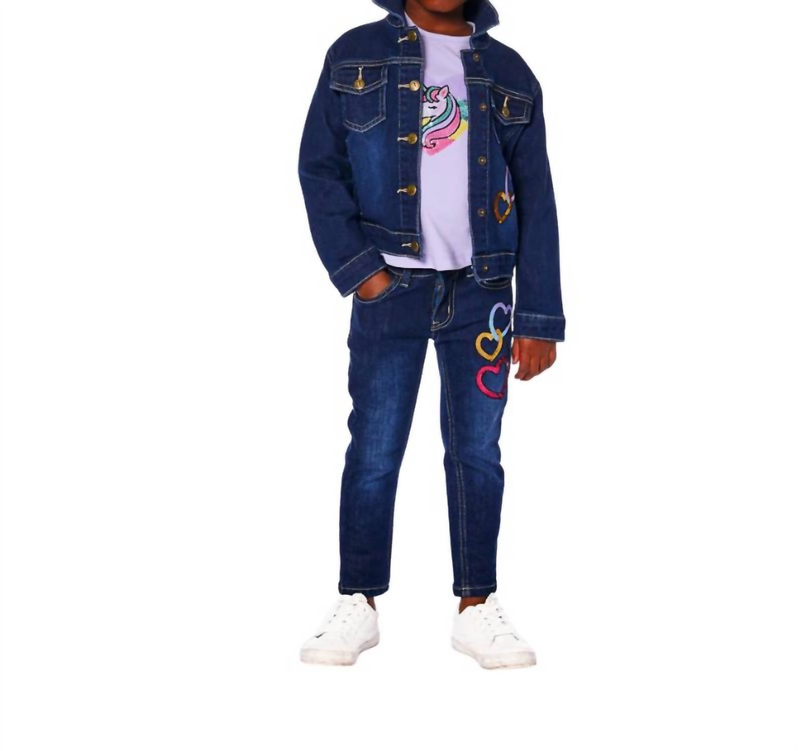Deux par Deux Girl's Dariana Jacket in navy denim - kids' jacket - view 4