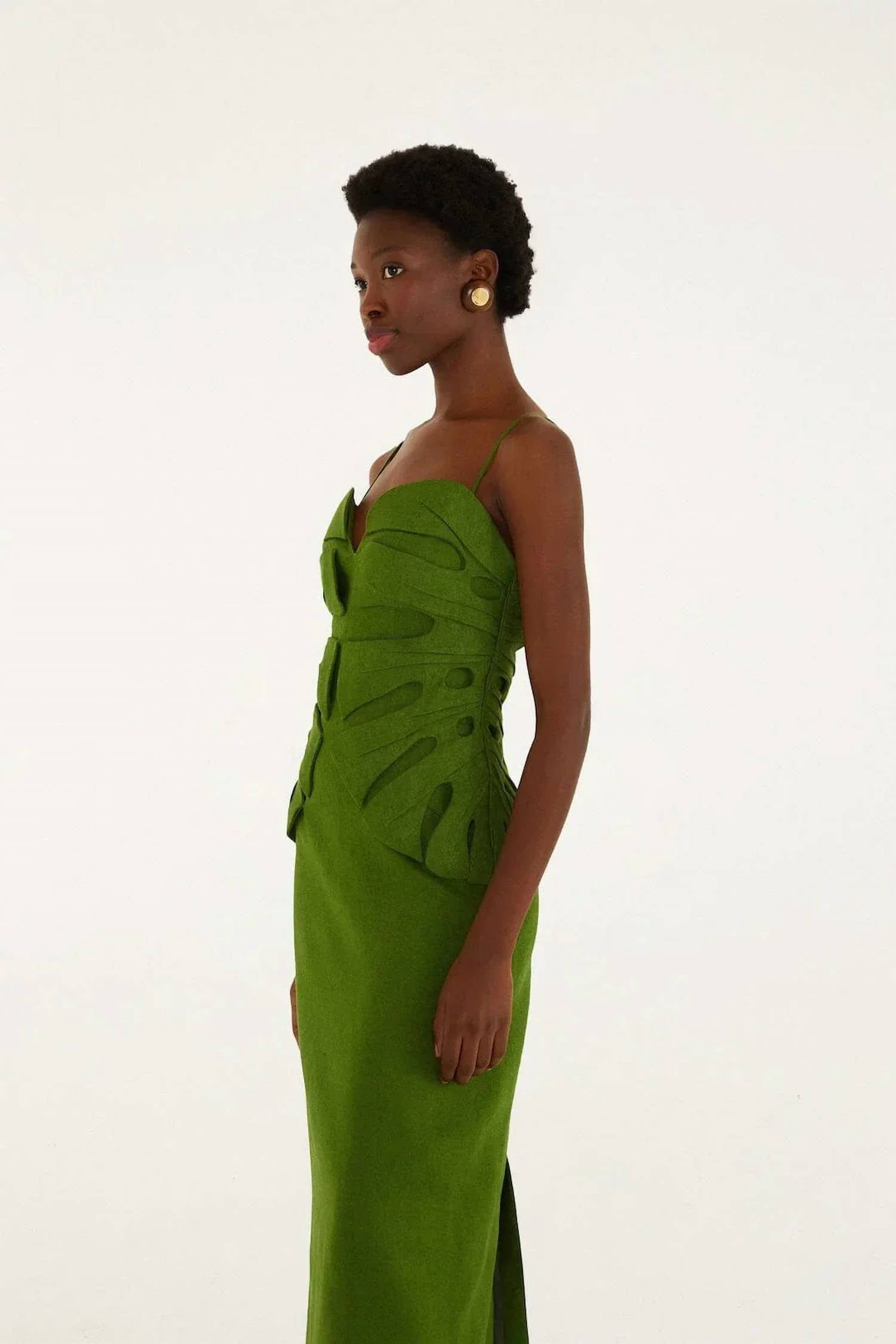 Farm Rio - Monstera Leaf Sleeveless Midi Dress