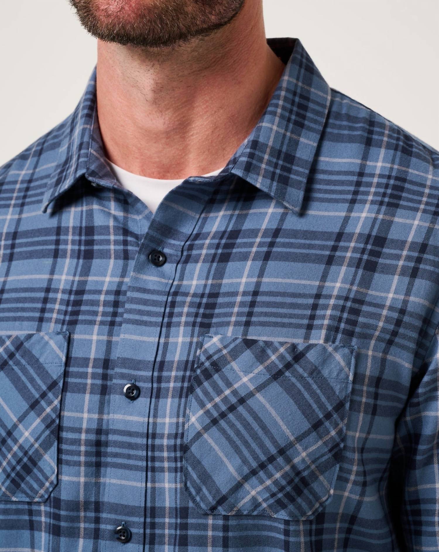 TravisMathew Cloud Flannel Plaid Shirt in bering sea sleet - men's shirt - view 4