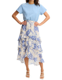 ALLISON NEW YORK Ella Midi Skirt in blue floral - women's skirt - view 4