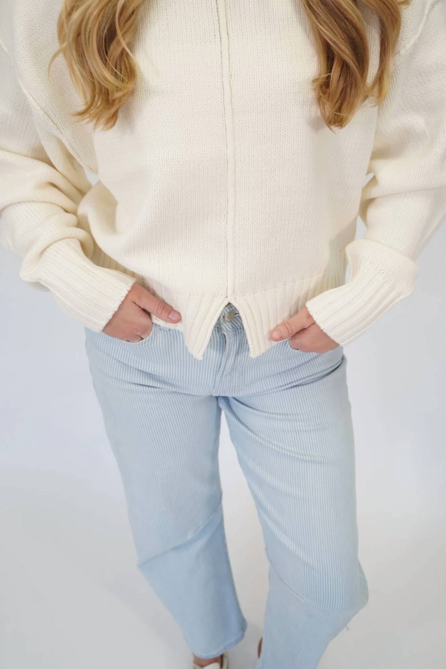 Vervet By Flying Monkey - High Rise Coastal Stripe Barrel Leg Jeans