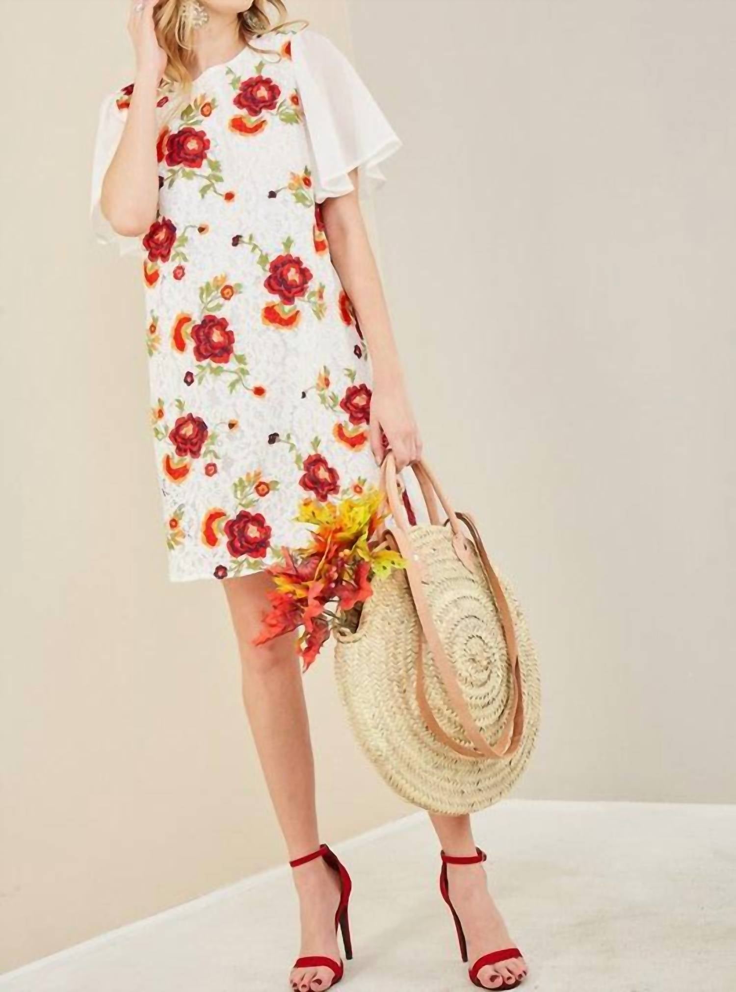 Entro - Lace & Floral Shift Dress