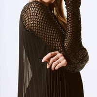 Joseph Ribkoff - Pleated Chiffon Sequined Party Dress