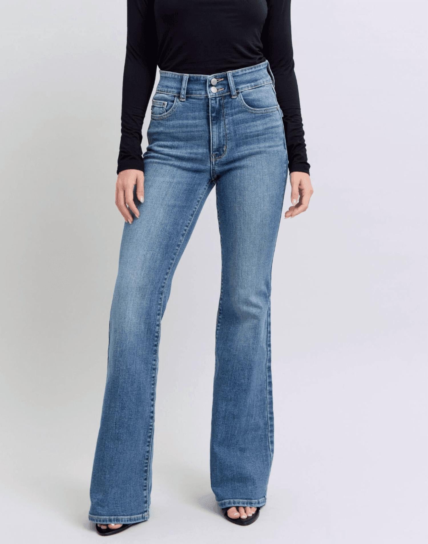 Judy Blue - Double Button Front Flare Jeans