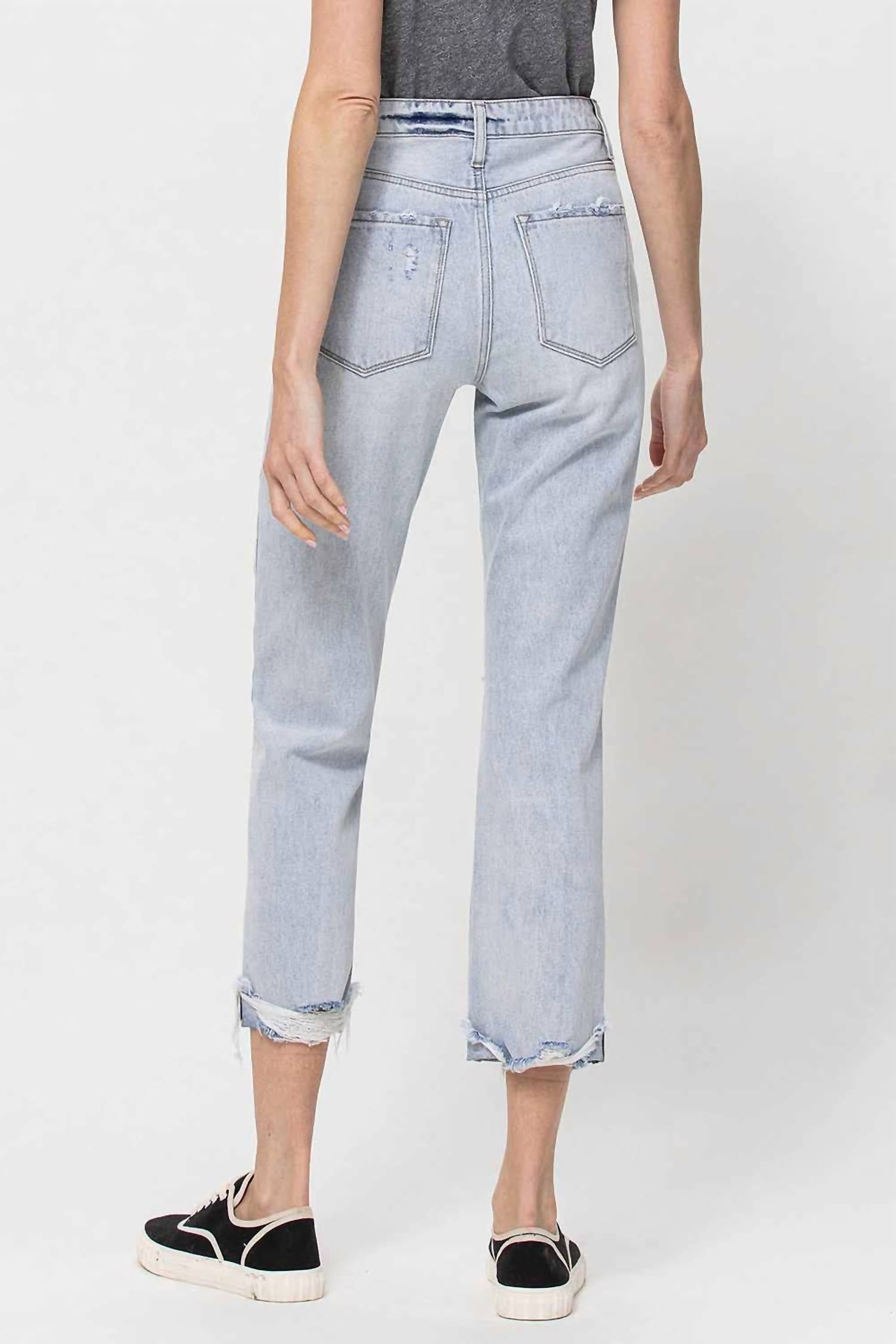 Vervet By Flying Monkey - Super High Relaxed Cuffed Straight Leg Jeans