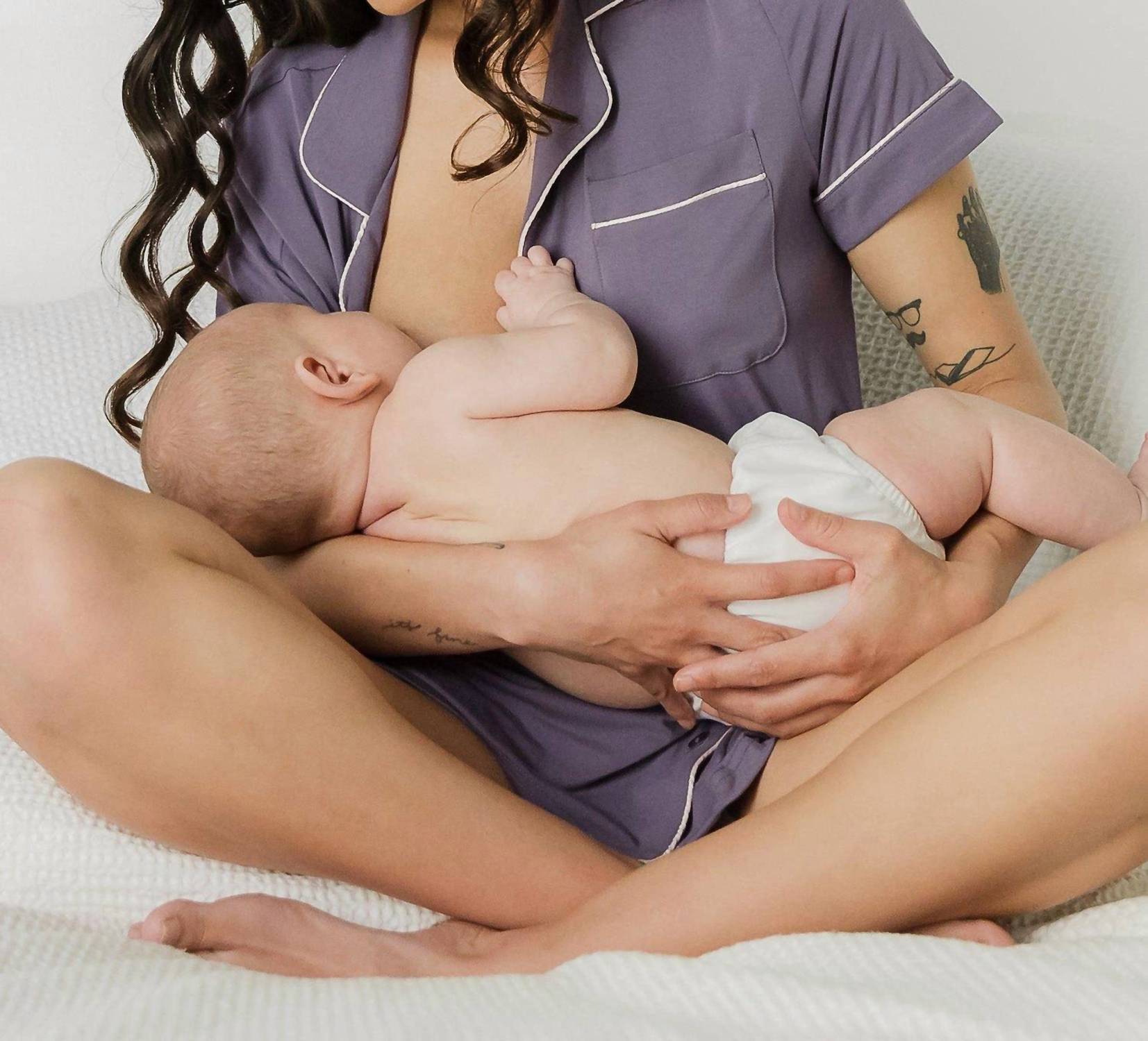 Kindred Bravely Bamboo Maternity & Postpartum Short Sleeve Pajama Set in granite - women's intimate - view 7