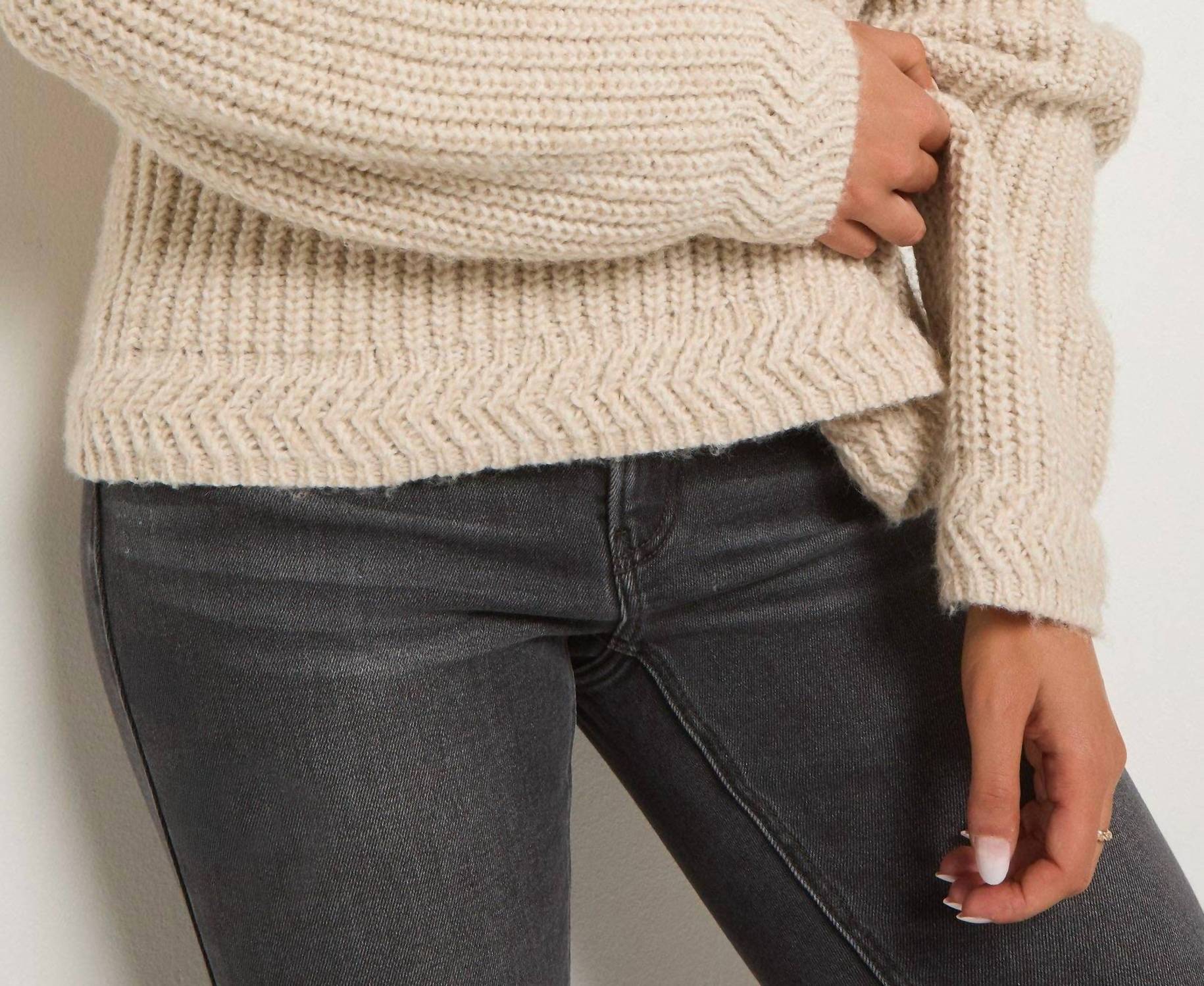Seventy Eight and Sunny Fisherman Long Sleeve Raglan Sweater in birch - women's sweater - view 4