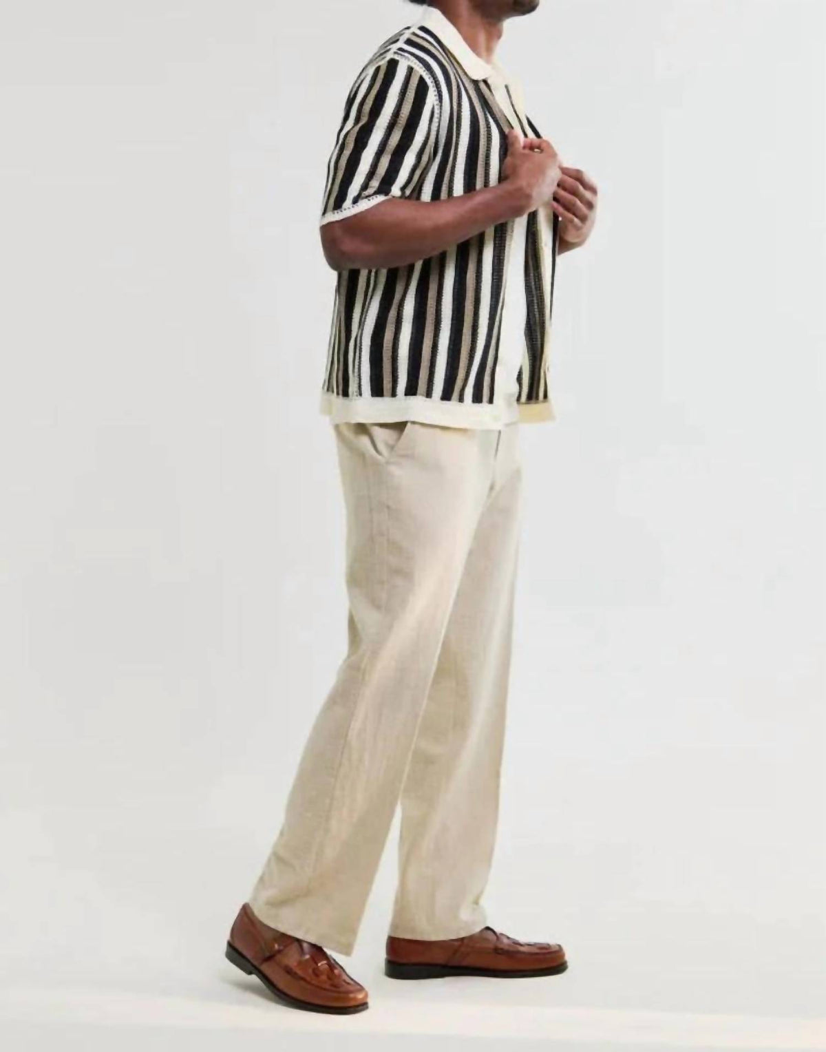 Wax London - Stripe Crochet Porto Polo Shirt