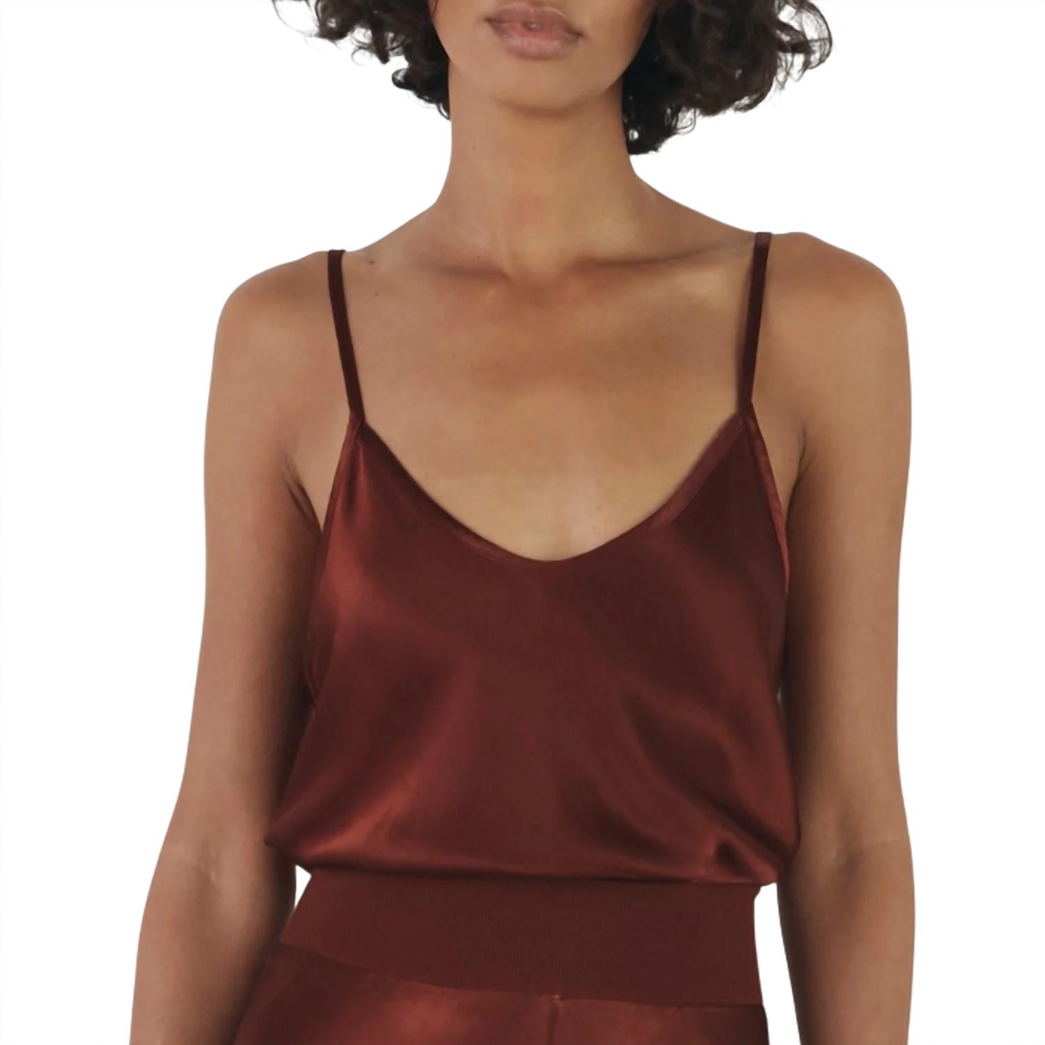 Enza Costa Women's Bias Cut Camisole Top in umber - women's tank top