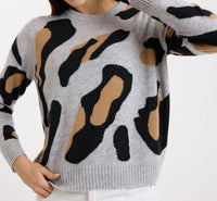 Brodie Cashmere - Abstract Leopard Crew Neck Jumper Sweater
