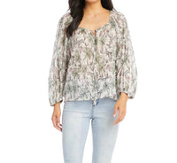 Karen Kane Zara Long Sleeve Lightweight Top in zebra tropical print - women's blouse
