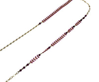 Nadine Delépine Women's Enameled Brass Leaf Chain And Glass Beads Necklace in purple - women's jewelry - detail view