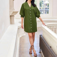 Karen Kane - Lantern Sleeve Button-Front Dress