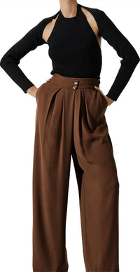 Astr - Kara Criss-cross Pleated Wide Leg Pants