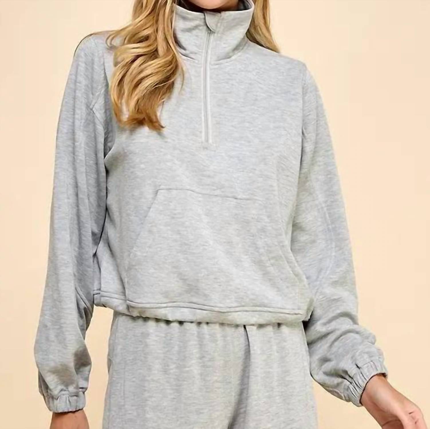 TCEC Mock Neck Sweatshirt in gray - women's sweater