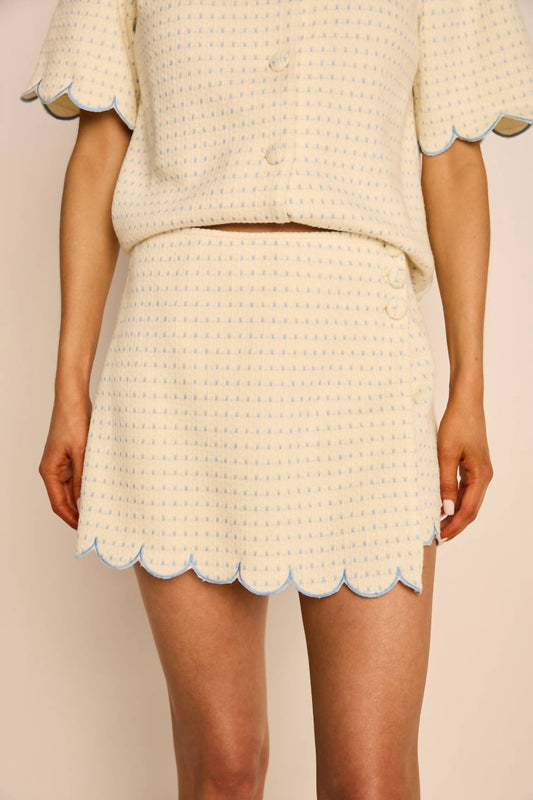 Voy - Embroidered Scallop Detailed Skort