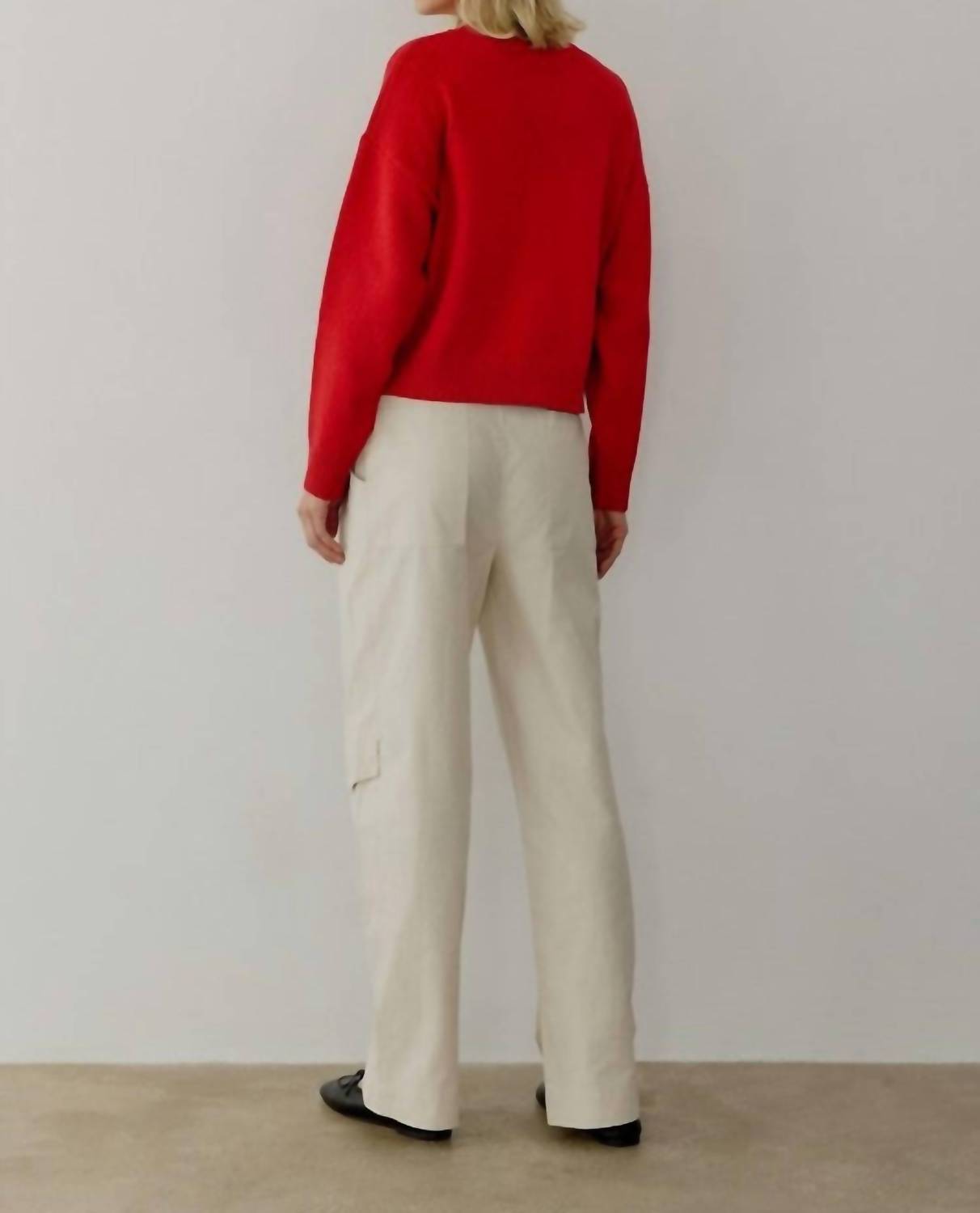 all : row Lucy Knit Cardigan in red - women's cardigan - detail view