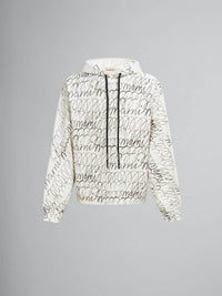 MARNI Scribbled Organic Cotton Motif Hoodie in natural white - men's shirt - alternate view