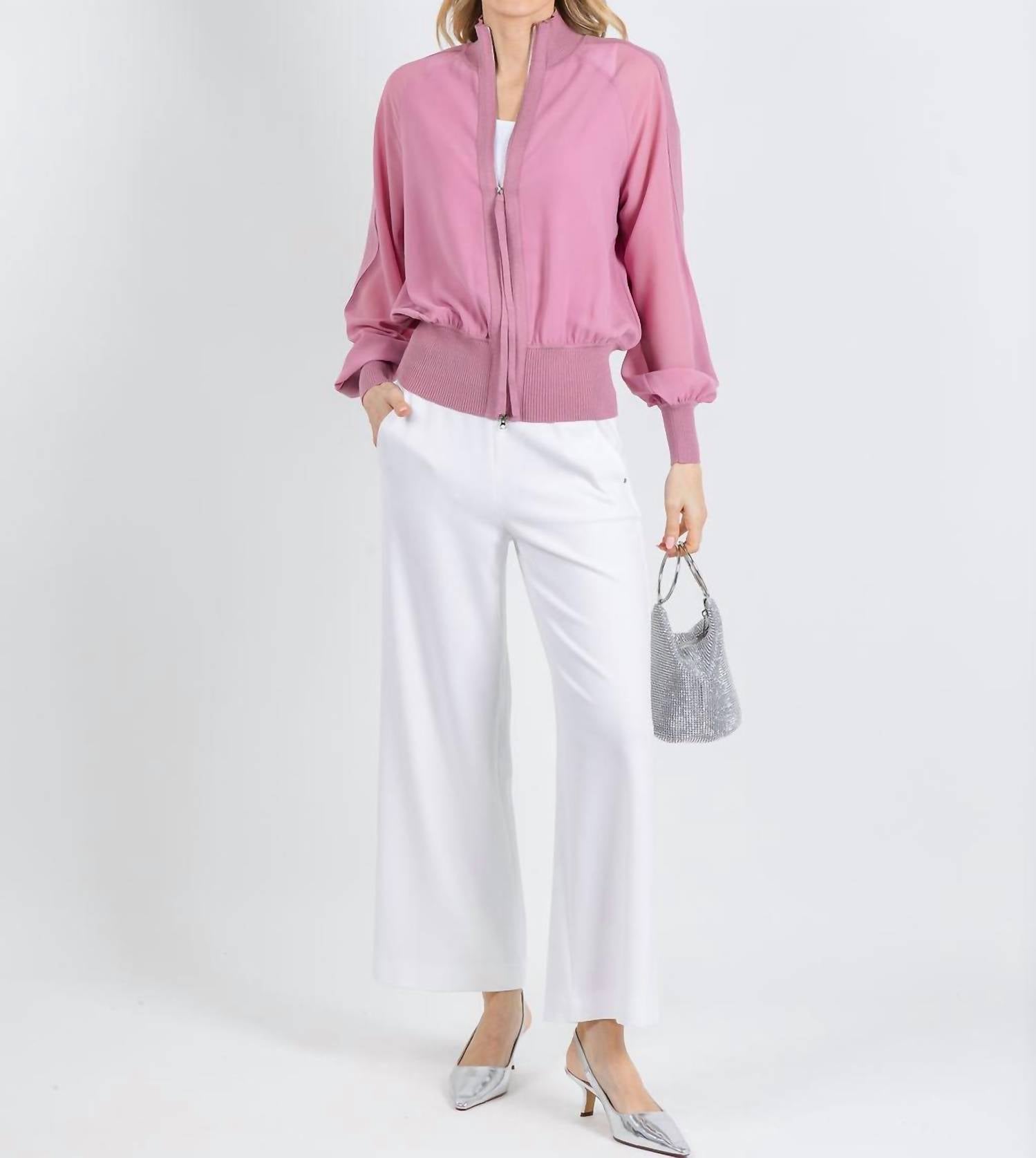MARELLA Gufo Sporty Georgette Blouson Jacket in hydrangea - women's jacket - detail view