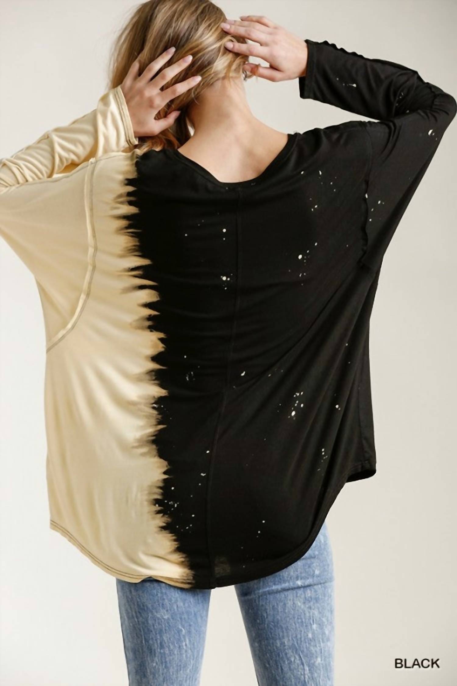 Umgee - Contrast Color Raw Edge Top