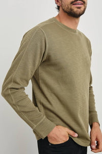 Rails Rheese Long Sleeve Tee in green olive - men's long sleeve top - detail view