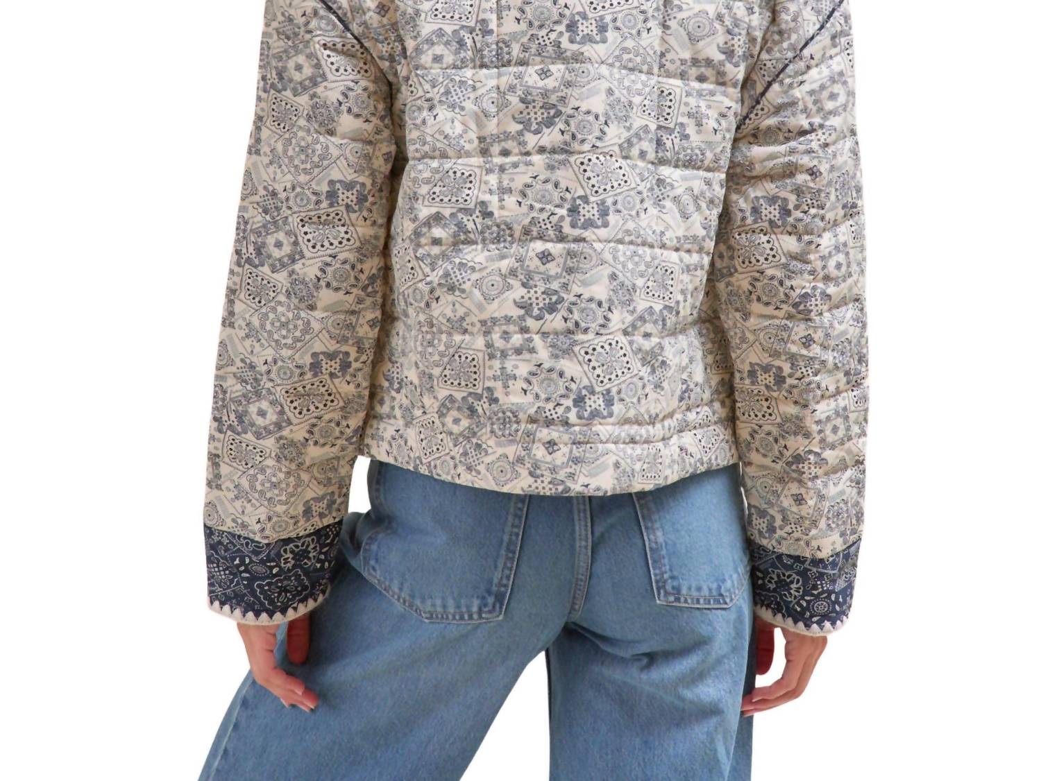 &merci Bandana Print Quilted Jacket in cream - women's jacket - alternate view
