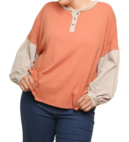 Umgee - Henley Color Block Top