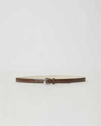 B-LOW THE BELT Women's Kennedy Mini Patent Leather Belt in chocolate silver - women's accessory