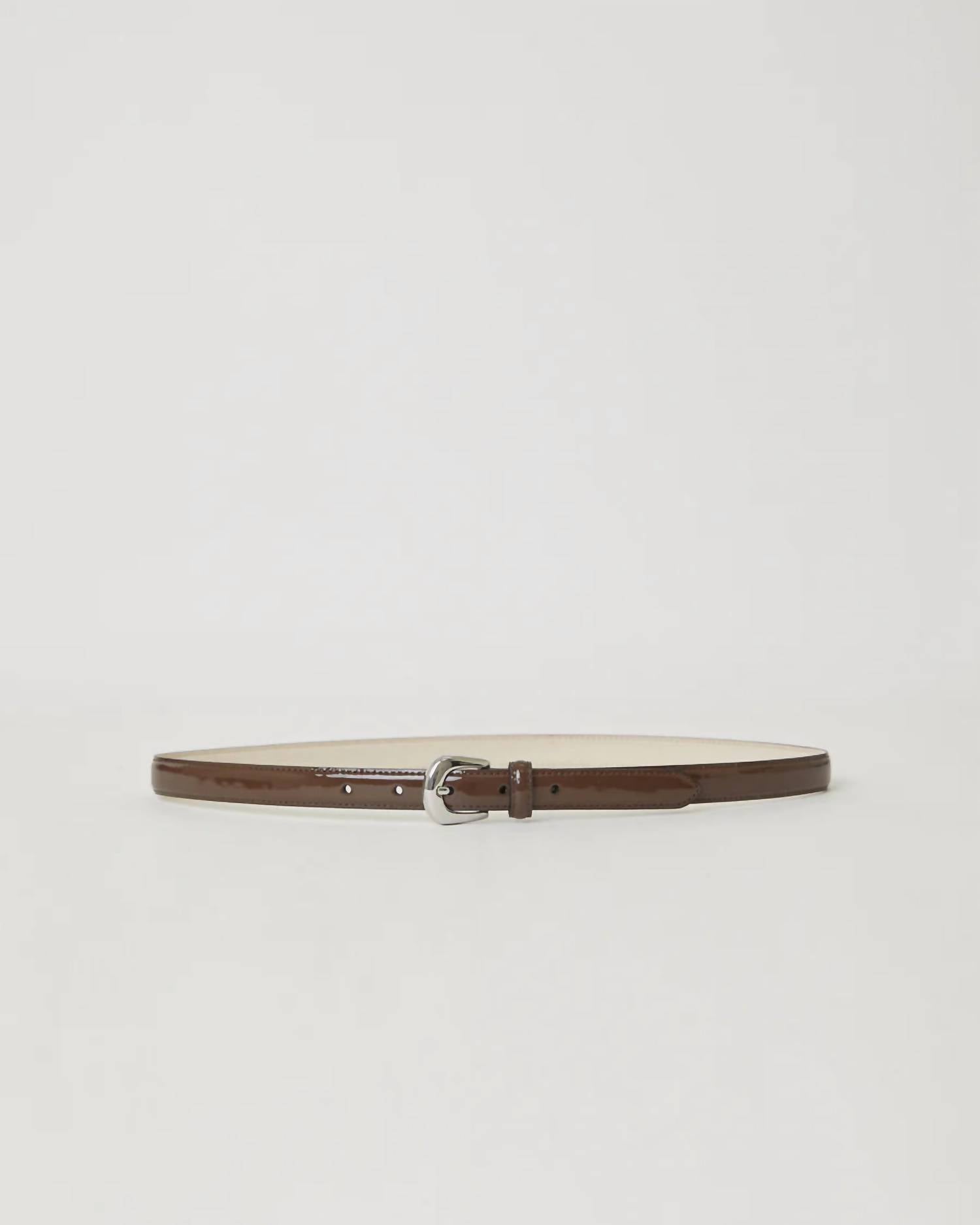 B-LOW THE BELT Women's Kennedy Mini Patent Leather Belt in chocolate silver - women's accessory