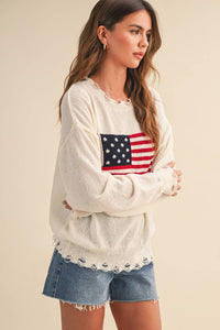 Klesis - Usa Flag Distressed Lightweight Sweater