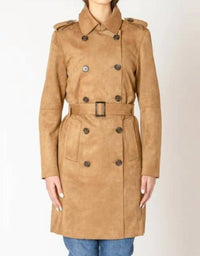 Black Tape - Faux Suede Trench Coat