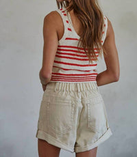 By Together - Vivian Knit Sweater Cotton Striped Round Neck Tank Top