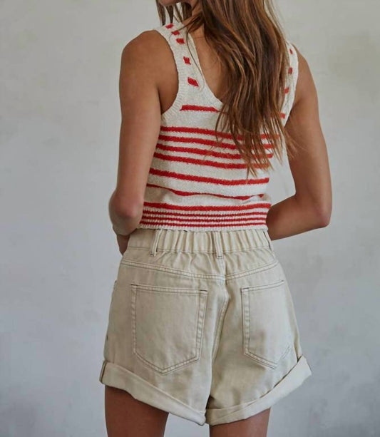 By Together - Vivian Knit Sweater Cotton Striped Round Neck Tank Top