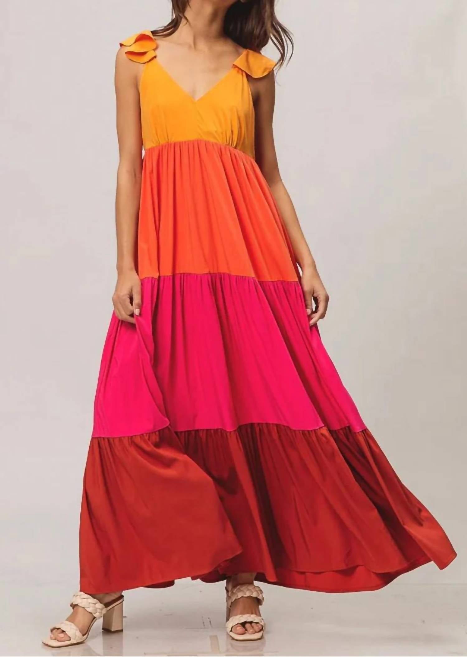 Bibi - Women's Bria Color Block Maxi Dress