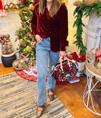 DEAR JOHN DENIM Galina Velvet Shirt in beaujolais - women's shirt - view 4