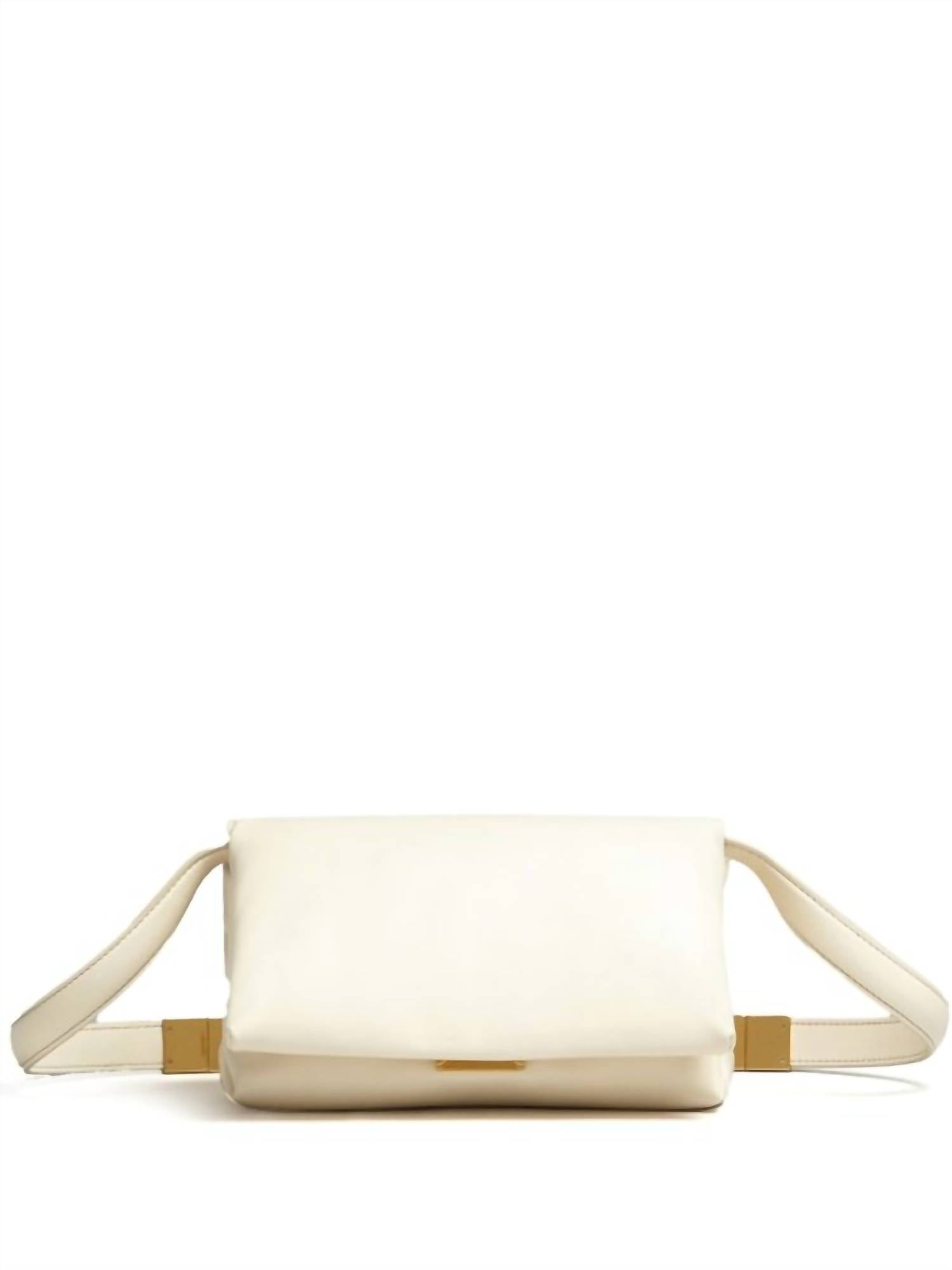 MARNI Women's Prisma Puffball Leather Shoulder Bag in ivory - women's bag