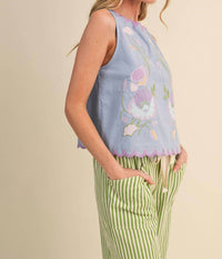 En Merci - Floral Embroidery Tank Top