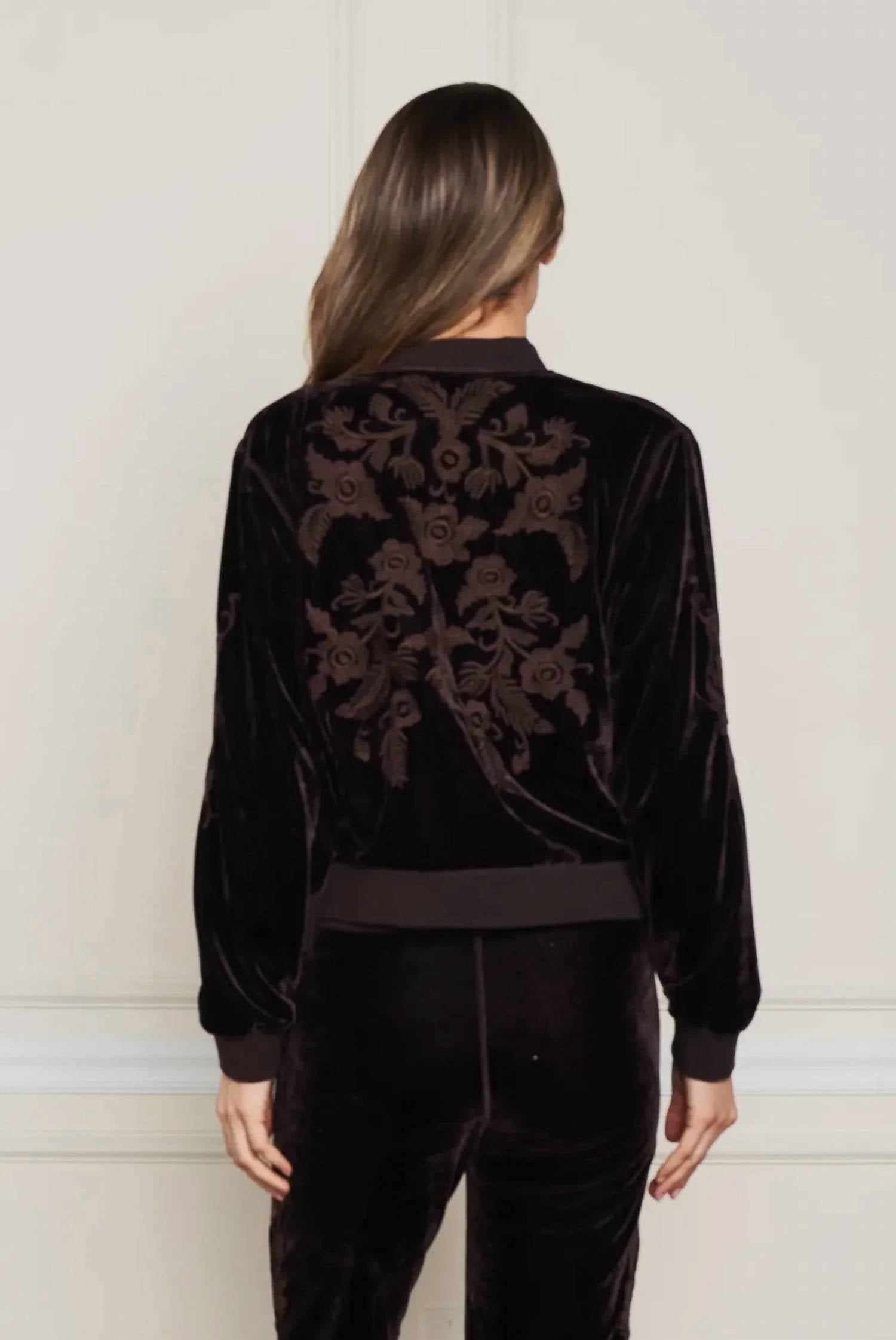 Paparazzi - Velvet Embroidered Bomber Jacket
