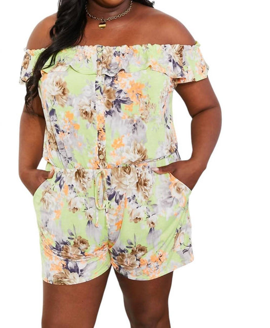 Sew In Love - Full Size Pure Delight Floral Off-Shoulder Romper