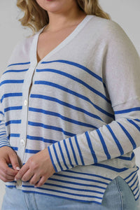 Estheme - Navy Stripe Cardigan - Plus