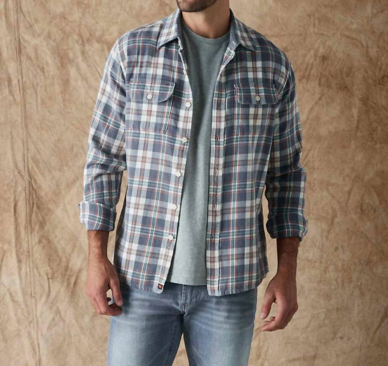 The Normal Brand Mountain Knit Overshirt in mineral blue - men's shirt