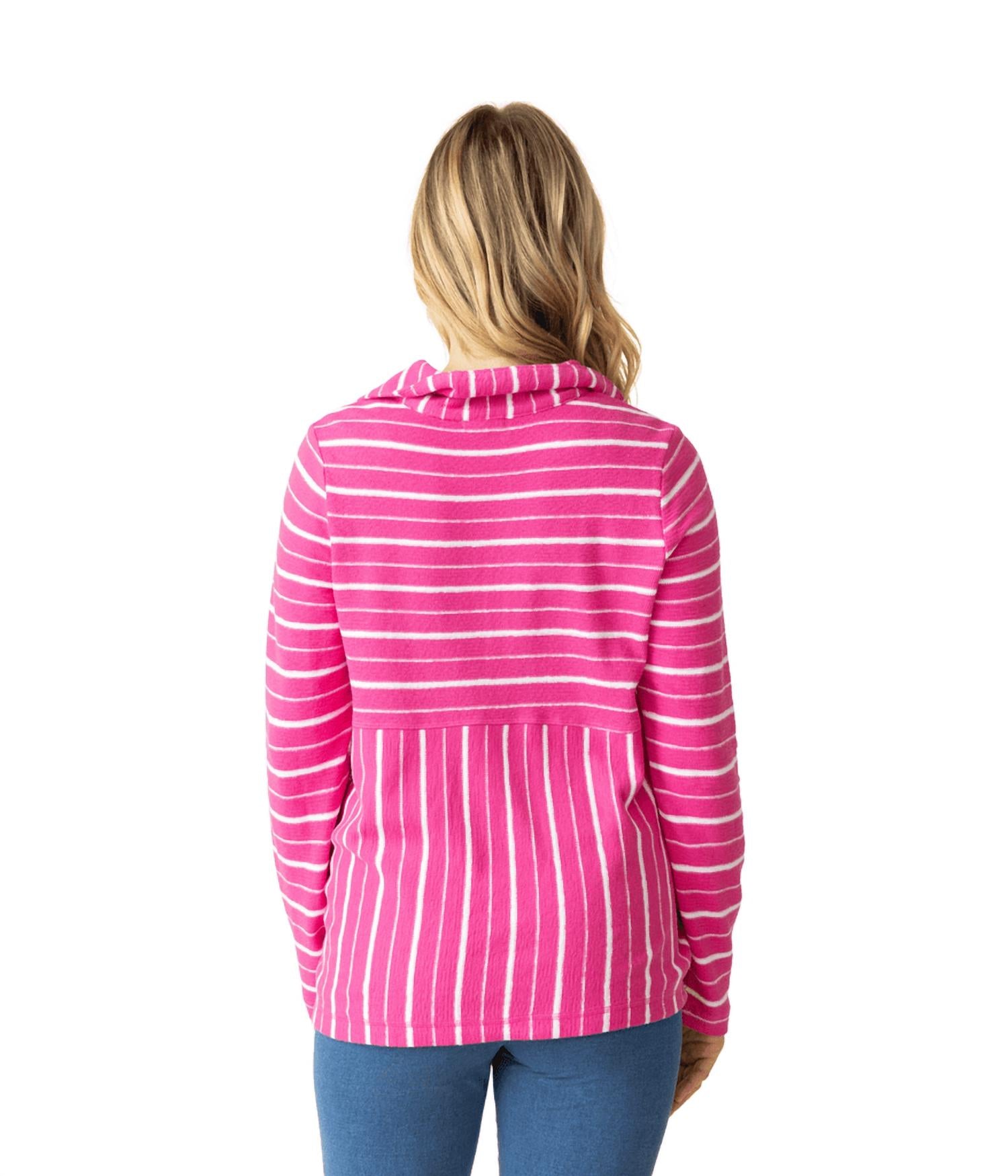 Habitat - Weekend Terry Striped Quarter Zip Sweater